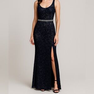 Black Lace Open Back Formal Special Occasions Prom Dress size 7